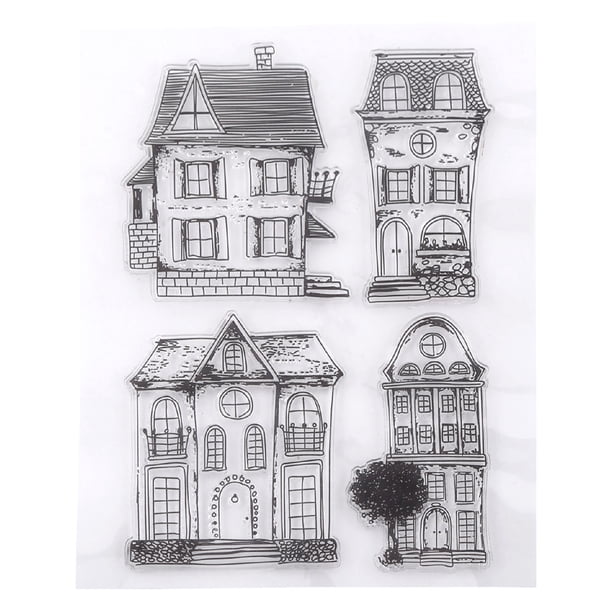 Tarjetas fotográficas para álbumes de recortes Sello de goma Sellos transparentes Casa