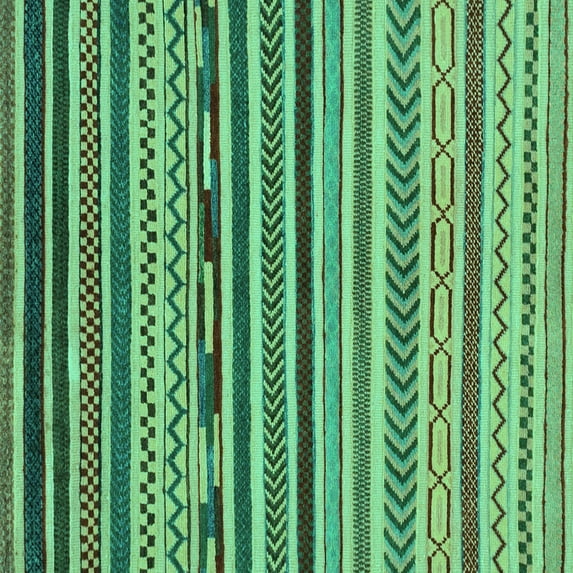 Ahgly Company Machine Washable Indoor Square Abstract Turquoise Blue Modern Area Rugs, 6' Square