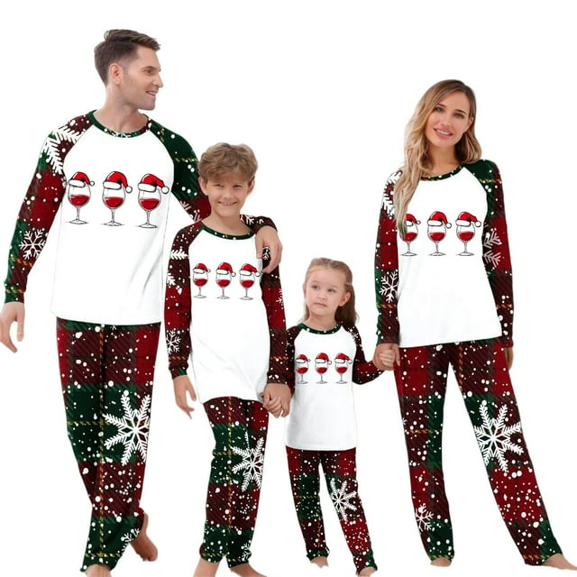 RXMEKW Plaid Print Long Sleeve Pajama Set for Men, Family Matching Sleepwear, Red L