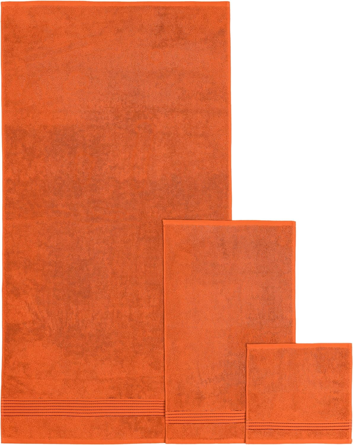 6 Piece Towel Set, 100% Turkish Cotton Soft Absorbent Towels for Bathroom, 2 Bath Towels 2 Hand Towels 2 Washcloths, Orange