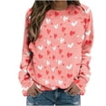 thumbnail image 1 of Womens Valentines Long Sleeve Shirts Casual Oversized Round Neck Printed Pullover Lightweight Tops Fall Clothes, 1 of 4