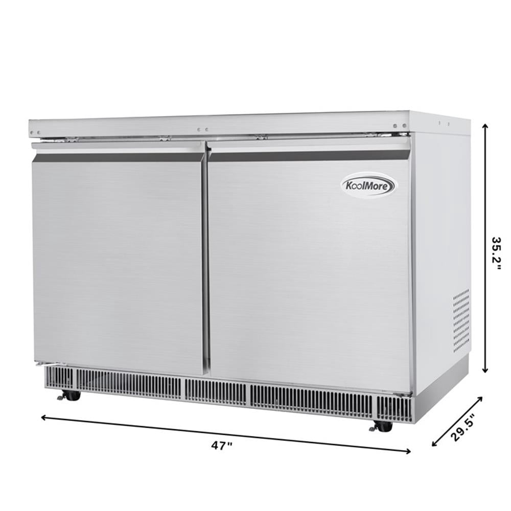 Pemberly Row 48" Commercial Refrigerated Prep Station Cold Table Refrigerator