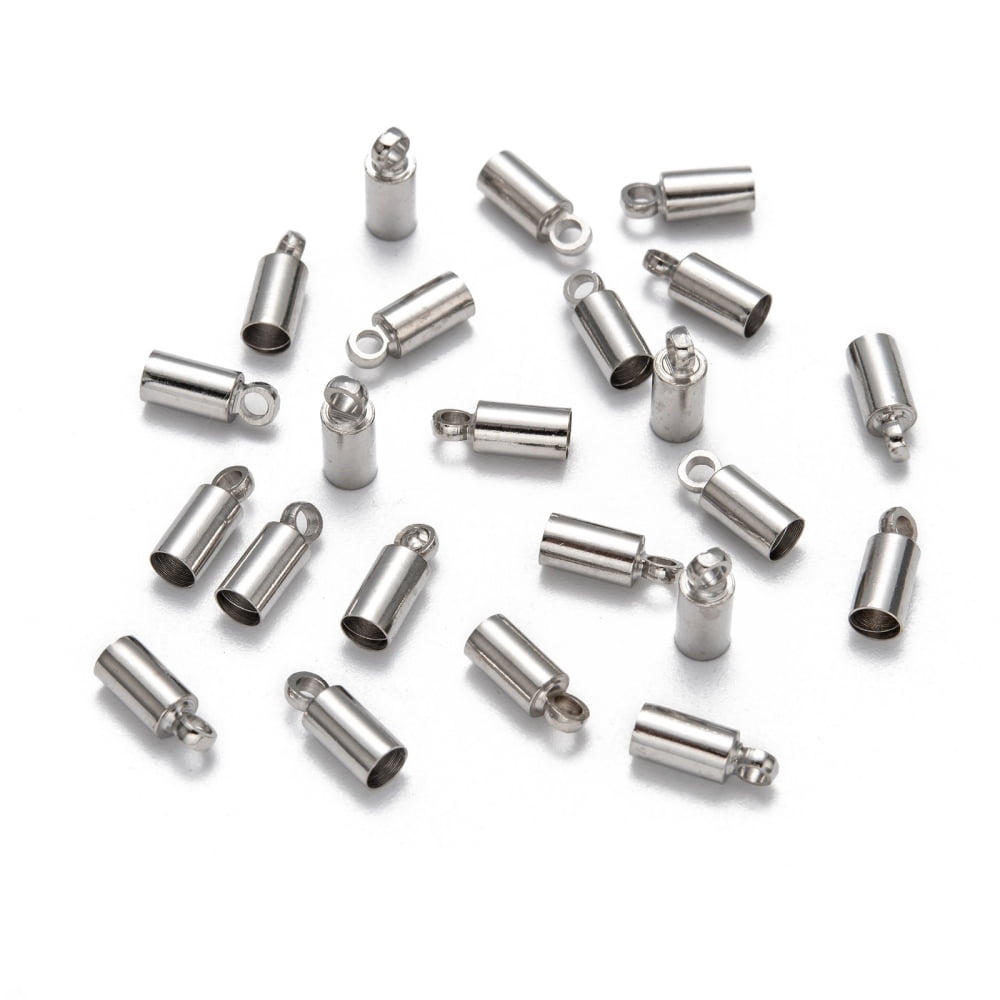 Brass Cord Ends Cadmium Free & Nickel Free & Lead Free Platinum 9x3.5mm Hole: 1.5mm 3mm inner diameter DIY