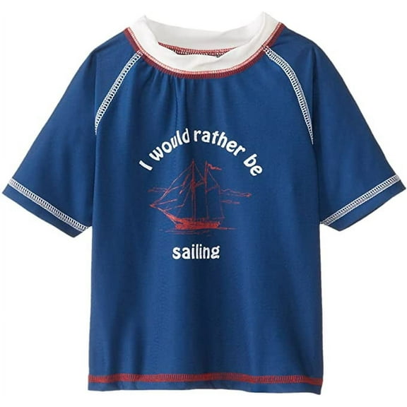 RUGGED BEAR BOYS TOP - RASH GUARD SZ 18 MONTHS BLUE - SWIM SHIRT UV 50  BABY