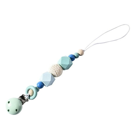 

1pcs Pacifier Clips Wooden Teething Beads Holder for Baby Girls Boys Gift Teether Toys Drool Bib