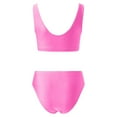 thumbnail image 5 of MIXUE Swim Suits for Women Summer Solid Color Strappy Square Collar Seamless Bra And Panty Set Sports Two Piece Tankini Holiday Wear,Pink,XXL, 5 of 6