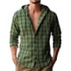 thumbnail image 2 of pstuiky Camisas para hombre de manga larga, Camisa de manga larga a cuadros con botones para hombre, chaqueta informal y moderna con solapa. Camisa de manga larga para hombre. top de hombre s, 2 of 8