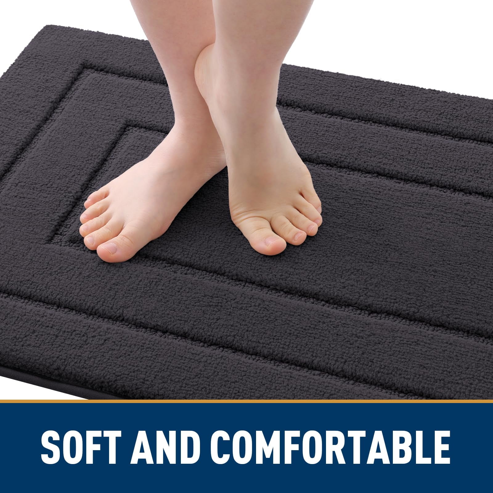 Buganda Door Mat for Inside, Absorbs Moisture and Low Profile Doormat Outdoor, Dirt Trapper Rugs for Entryway, 24"x36", Dark Grey