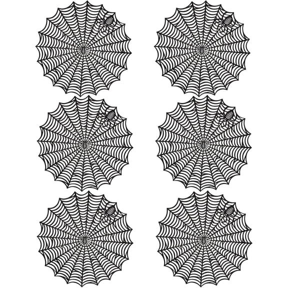 Halloween Spider Web Placemats Set of 6 - Heat Resistant 15 inch Round Halloween Place Mats,Washable PVC Hollow Out Halloween Table Mats for Dinning Table Halloween Decor Spooky Party(Black)