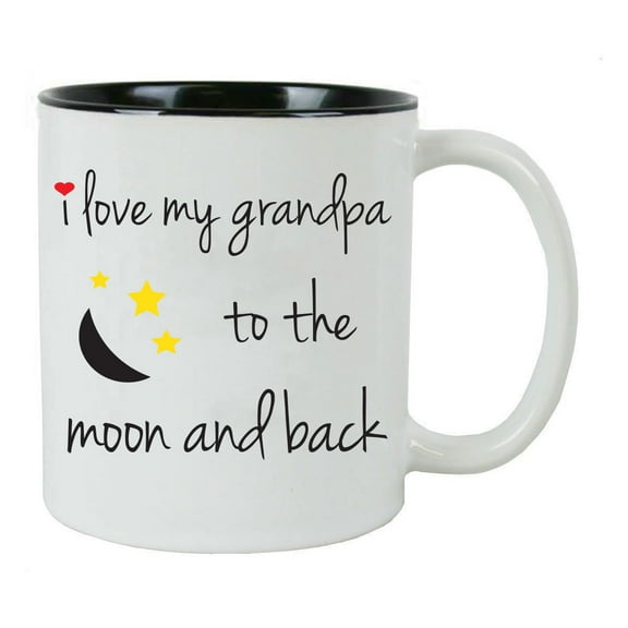 I Love My Grandpa to the Moon and Back 11-Ounce Ceramic Coffee Mug, Black