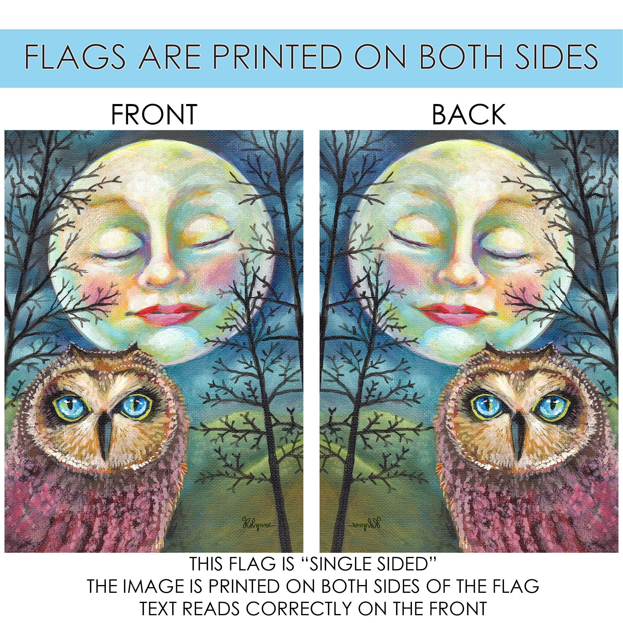 Toland Home Garden Moonlit Owl Winter Fall Garden Flag Double Sided 28x40 Inch - image 5 of 5