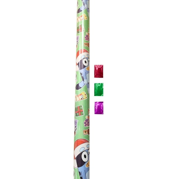 Bluey Christmas Wrapping Paper 1 Roll 40 Sq Ft – Green Gift Wrap with Cut Lines for Birthday Baby Shower Holiday Special Occasion Halloween Presents w/ Bonus Snoep in Beperkte Oplage