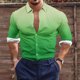 thumbnail image 1 of Blusa y camisa de manga larga con cuello vuelto para hombre, estilo casual, a la moda, con botones estampados, blusa de manga larga con cuello vuelto, camisetas de poliéster para hombre, 1 of 5