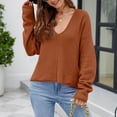 thumbnail image 4 of ShomPort Casual Fall Knit Tops for Women Long Sleeve Button up Solid Color Blouses Loose Fashion Clothes, 4 of 4