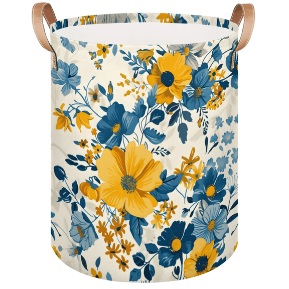 Qzaxky Wildflowers Spring Laundry Basket Organizer Foldable Tall Large Laundry Basket Collapsible Folding Laundry Basket Dirty Clothes Fabric