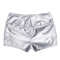 thumbnail image 6 of Yartina Womens Sexy Oily Glossy Booty Shorts Solid Hot Pants High Waist Underwear Rave Dancewear Silver M, 6 of 7