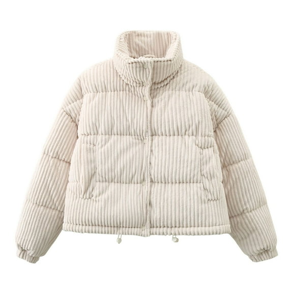 Usmixi Womens Winter Bomber Jacket Womens Puffer Coat Quilted Lightweight Puffer Jacket Casual Solid Stand Neck Cotton Down Outerwear with Pocket 2025 Bomber Jacket