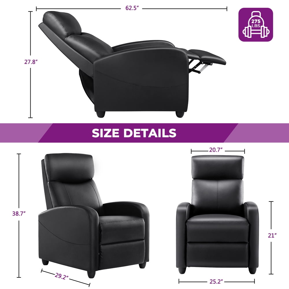 EDX Massage Recliner Chair, Small Recliner Sofa Chair with Padded Seat and Massage Backrest for Home Theater Living Room, Black