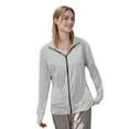 thumbnail image 6 of Xyxonk Women's Upf 50+ Sun Protection Jacket Long Sleeve Full Zip Tops Workout Solid Color Sun Shirt for Hiking Outdoor Light Gray S, 6 of 7