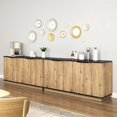 thumbnail image 6 of UZUGUL 4-Door Fluted Suction Sideboard, Wood Color with Black Top, Wave Groove Design, Easy Assembly, 6 of 6