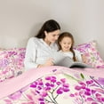 thumbnail image 4 of Homewish Fashion Flower Floral Twin Bedding Sets 7-Piece, Pink Watercolor Art Bedding Comforter Set, Rustic Cherry Blossoms Reversible Sheet Sets, Luxury Bedroom Decor, 4 of 7
