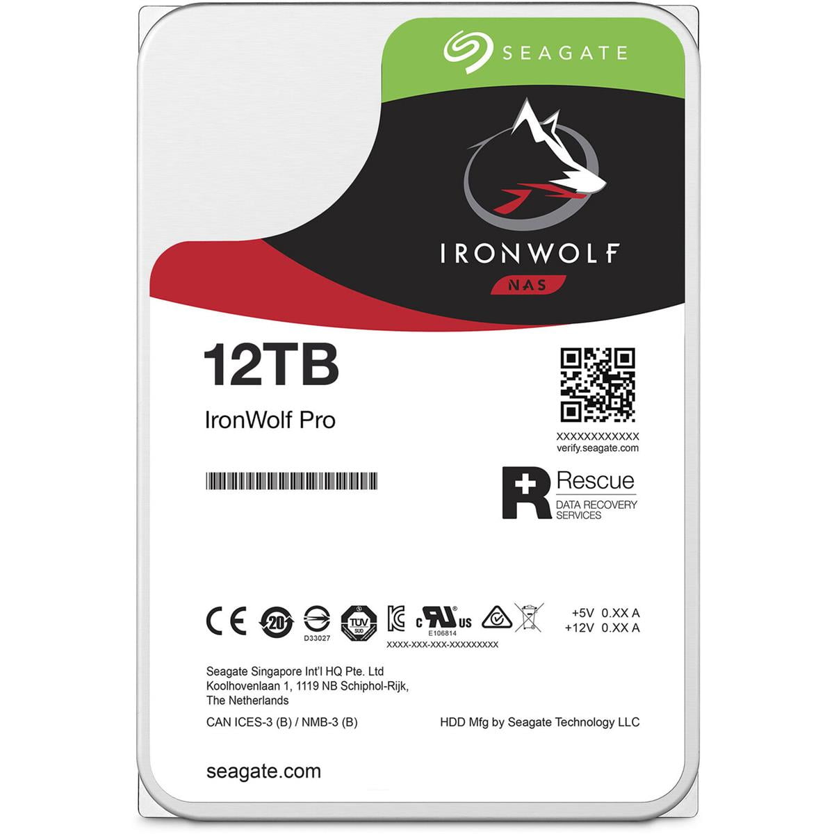 Seagate IronWolf Pro ST12000NT001 12TB 7200 RPM 256MB Cache SATA 6.0Gb/s 3.5" Internal Hard Drive