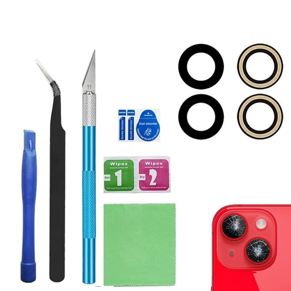 Camera Glass Lens Replacement for iPhone 14 and for iPhone 14 Plus Adhesive Preinstalled with Repair Tools Kit