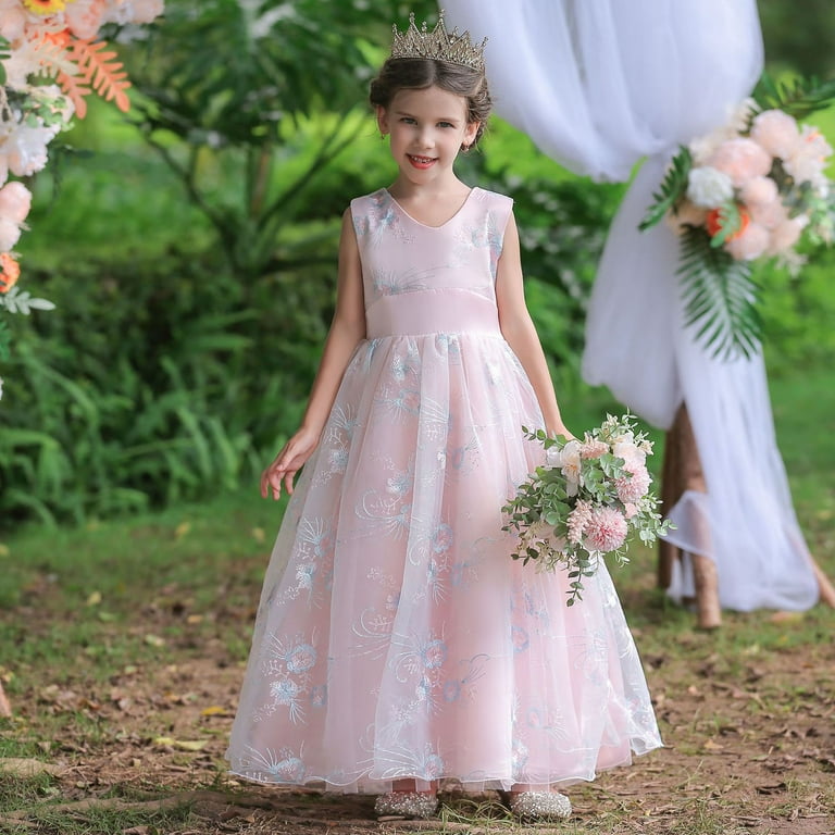 Embroidered flower girl dress cheap