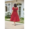 thumbnail image 4 of Anbech Women's Puff Short Sleeve Midi Dress 2024 Summer Square Neck Smocked Tiered High Waist Dress, 4 of 5