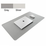 Lurowo Multifunctional Leather Computer Mouse Pad Office Writing Desk Mat Extended Gaming Mouse Pad, Non-Slip Waterproof Dual-Side Use Desk Protector, 31.5'' X 15.7''(Gray,Silver)