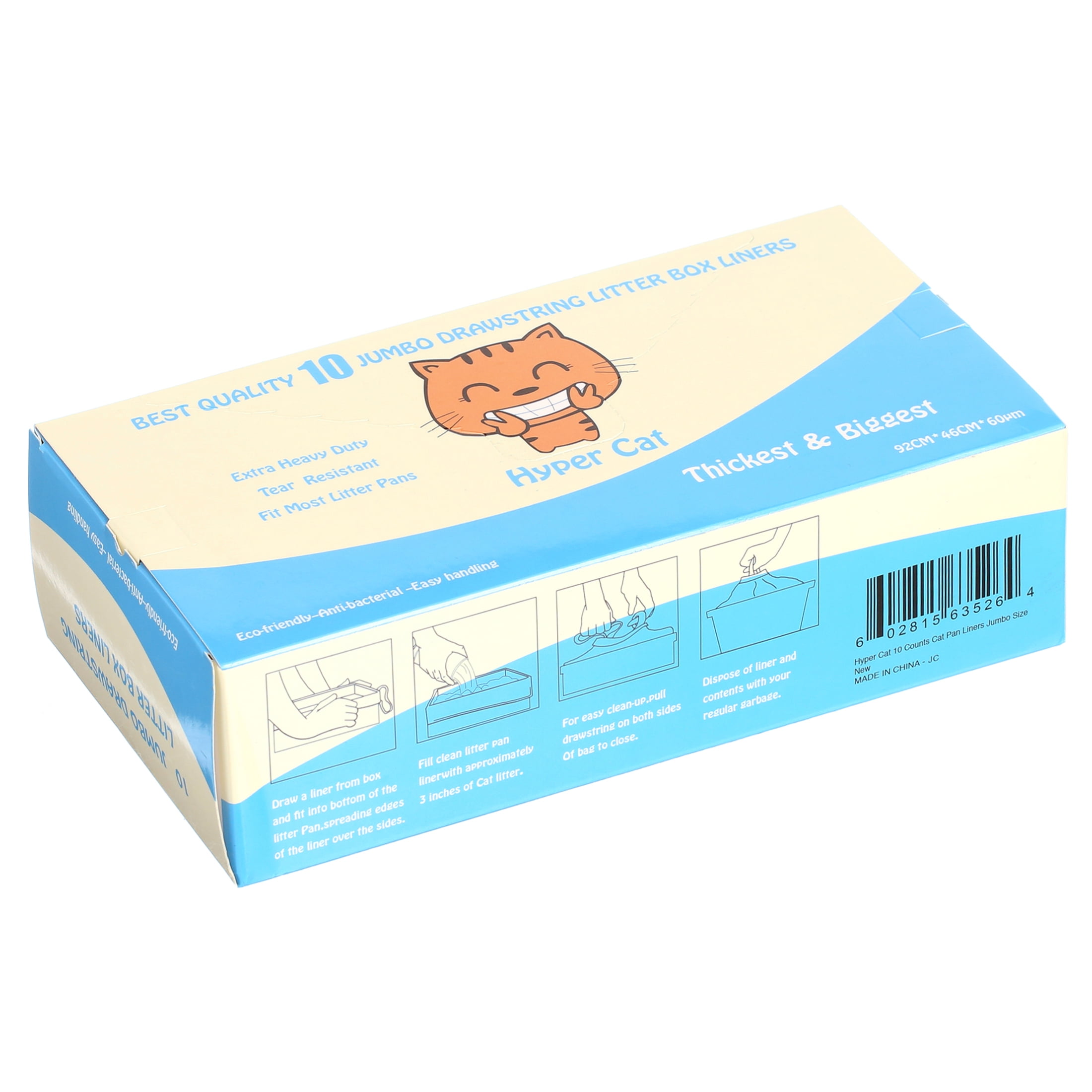 "Hyper Cat Jumbo Cat Litter Box Liners Drawstring Litter Bags for Boxes 10 Counts"