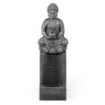 thumbnail image 1 of LuxenHome Fontaine Extérieure en Résine Grise Bouddha Méditant sur Colonne Éclairée, 1 of 8