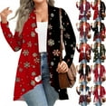 thumbnail image 5 of Women's Fall and Winter Fashion Casual Print Long Sleeve Mid-Length Cardigan Jacket, Christmas Theme for Holiday Season,Wine,4XL, 5 of 6