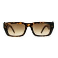 thumbnail image 2 of Womens Rectangle Mod Thick Arm Plastic Minimal Sunglasses Brown Tortoise, 2 of 5