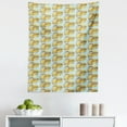 thumbnail image 1 of Retro Tapestry, Vintage Repeating Pattern of Sketch Drawing Retro Bus, Fabric Wall Hanging Decor for Bedroom Living Room Dorm, 5 Sizes, Pale Blue Mustard, by Ambesonne, 1 of 1