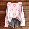 thumbnail image 2 of Tiweut Women Valentines Day Sweater Long Sleeve Embroidery Heart Sweater Oversized Knitted Pullover Jumper Tops,Pink1,XL, 2 of 4