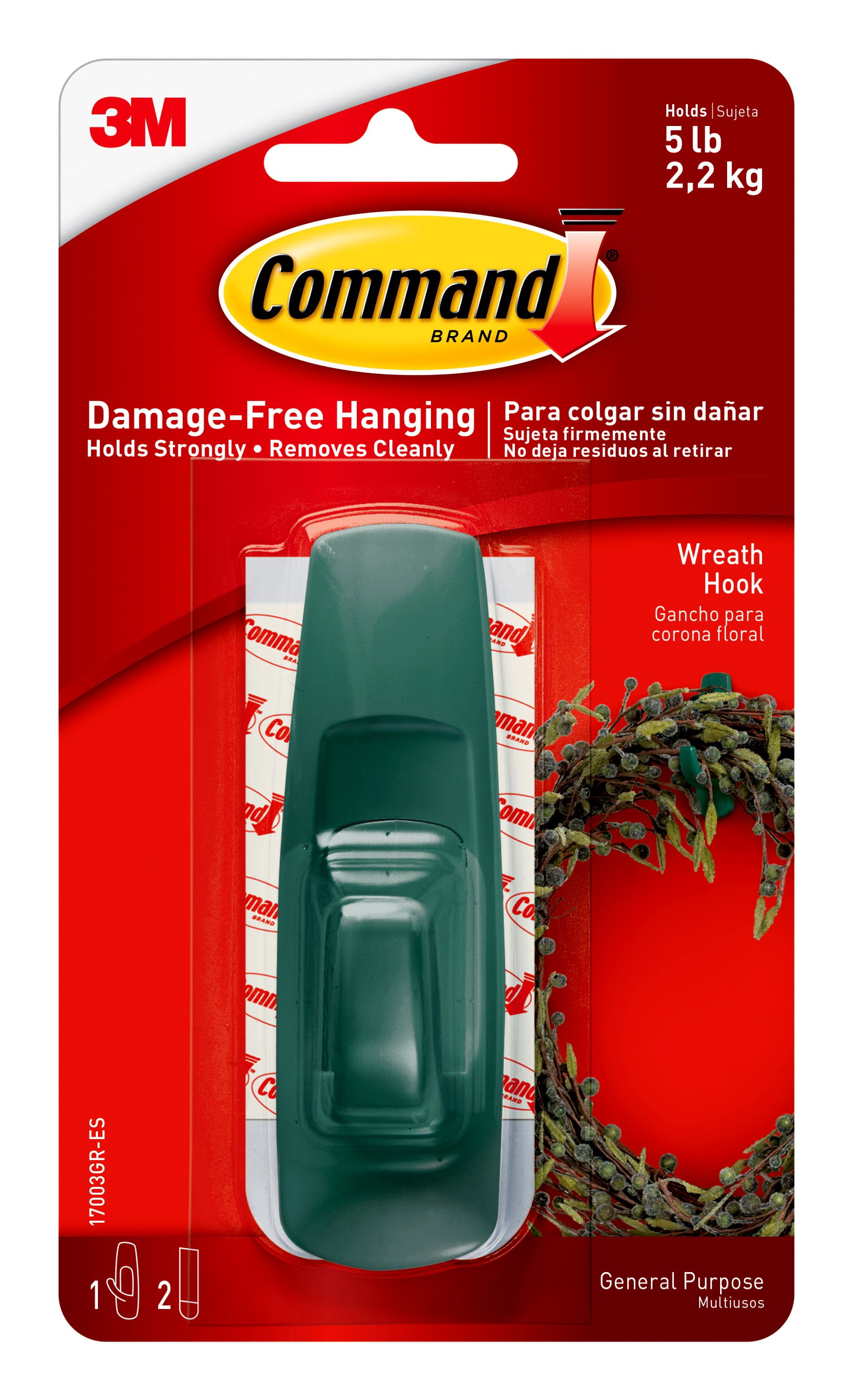 Command Large Green Wreath Hook