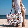 thumbnail image 3 of Wukai Mexican Bright Style Print Zipper Bag,large Beach Tote Bag,Waterproof Sandproof Bag,Grocery and Picnic Tote Travel Bag, 3 of 5