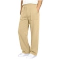 thumbnail image 2 of ATOGUTA Boy Pants Elastic Waist Jogger Sweatpants Kids Teens Running Athletic Pants with Pockets Size 5T-15, Khaki, 2 of 5