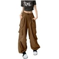 thumbnail image 2 of lulshou Women's Plus Size Cargo Pants with Pockets Solid Color High Waisted Wide Leg Casual Drawstring Work Pants, 2 of 9
