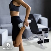 Marcy Foldable and Adjustable Weight Bench with Leg Extension, White/Black