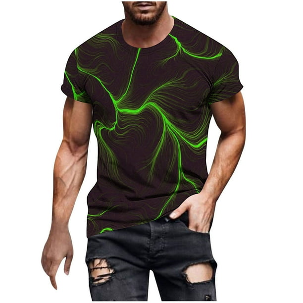 Camisetas de Manga Corta para Hombre Imprimir Cuello Redondo Camiseta de Moda Casual, Camiseta de Disfraz de Poliéster para Uso Al Aire Libre, Diario Y de Verano de Primavera