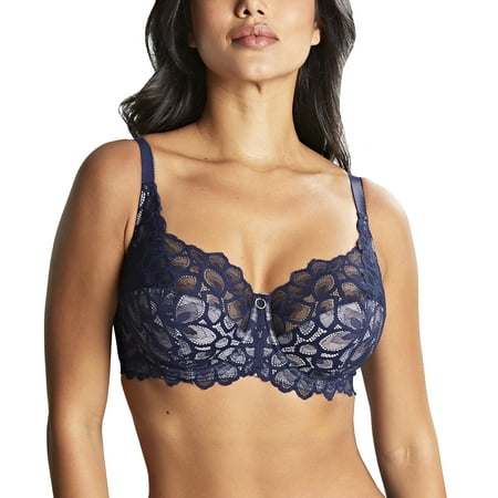 Panache Allure Stretch Lace Full Cup Underwire Bra (10765),32H,Navy