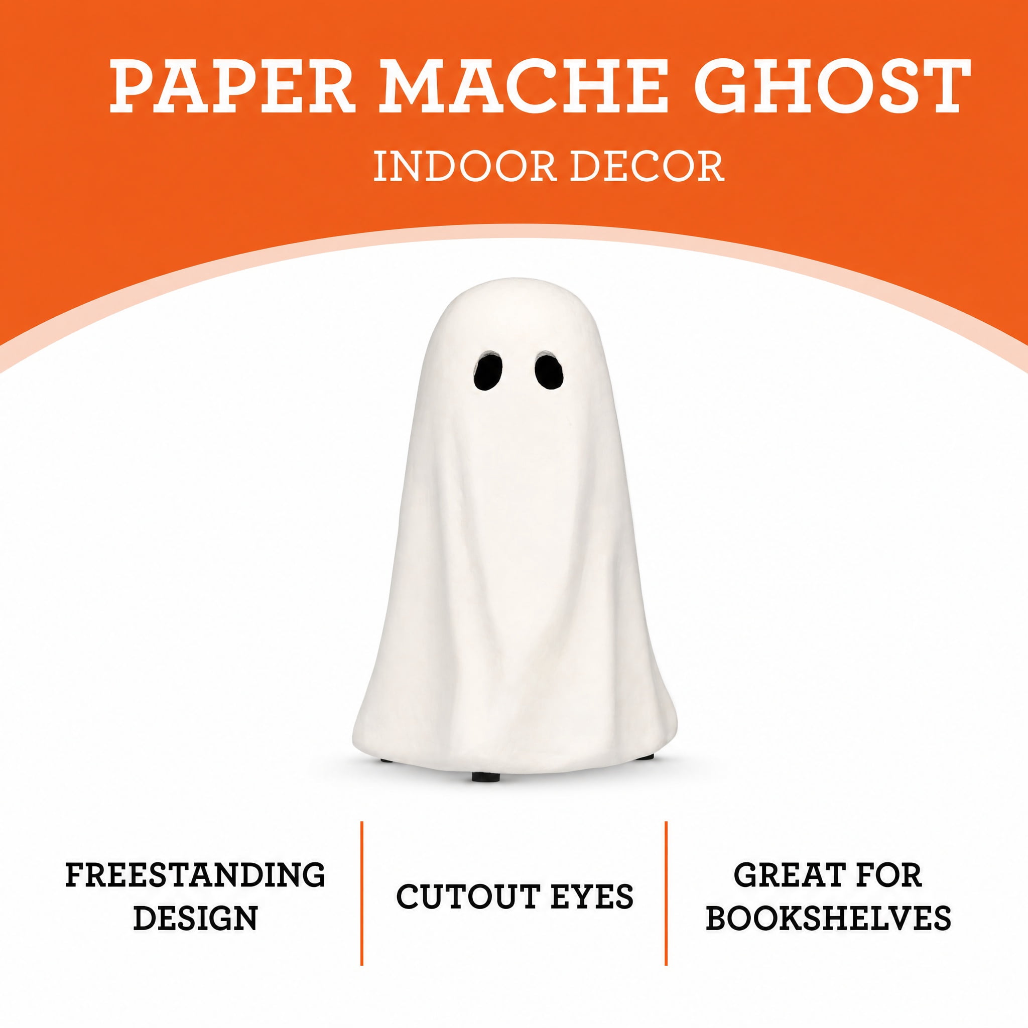 Paper Mache Ghost Decoration, White, 10.9", Halloween by Way To Celebrate