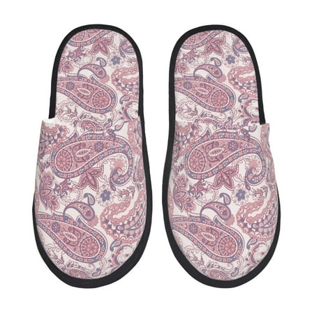 

Slippers for Women Men Pink Paisley Warm Womens Mens House Shoes Bedroom Slippers Fuzzy Memory Foam Slippers Winter House Indoor Shoes Aesthetic Dorm Slippers