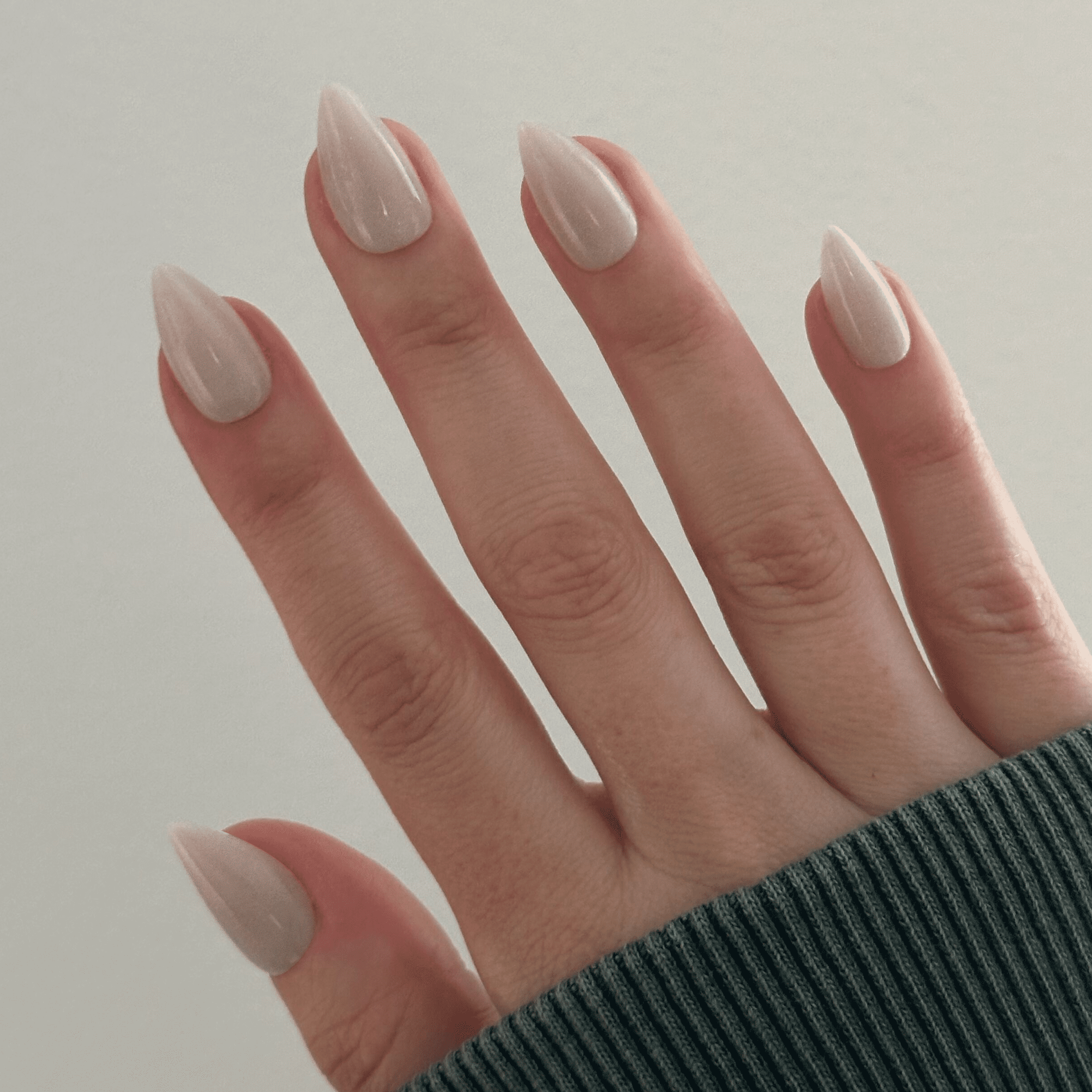 Olive & June + Bubble Instant Mani Medium Stiletto Press-on Nails, Neutral Iridescent Velvet, 42 Pieces