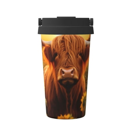 

Goofa Vintage Sunflower Cow B for Insulated Travel Coffee Mug Spill Proof Leak Proof 16 OZCoffee Tumbler Reusable Coffee Cups with Lids Thermos for Hot and Cold Drink