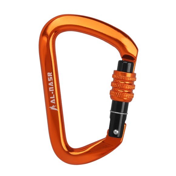 AL-NASR High-Strength Aluminum Alloy Carabiner AL-8121N - Orange, 25KN Load Capacity, Lightweight & Portable for Outdoor Adventures