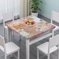 thumbnail image 3 of Pioneer Flower Floral Print Pattern Square Fitted Tablecloth with Elastic Edge,Square Table Cover,Washable Elastic Table Cover for Home Kitchen Party Decor 34"x34", 3 of 6