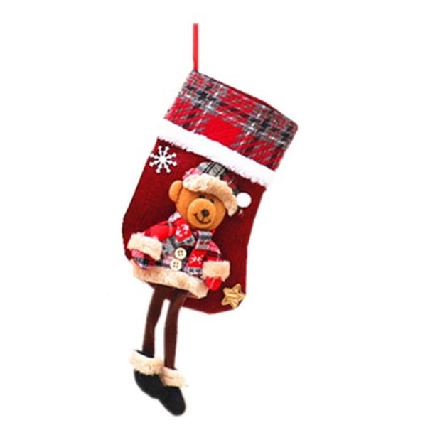 Toystoory Colgador de medias con patrón de rejilla de Navidad, calcetines con pierna larga, aperitivos, colgante, decoración, bolsa de regalo, escaparate Kits de decoración para fiestas Llevar Toystoory HA069610-04